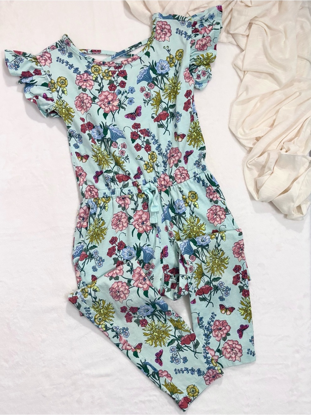 Tea Collection Aqua Garden Floral Jumpsuit • Size 6 • Like New